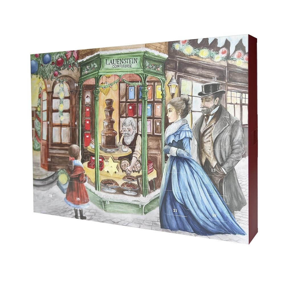 Lauensteiner Nostalgia Calendario de Adviento, 300 g, trufas y chocolates hechos a mano, 13 surtidos, con alcohol, regalo para hombres y mujeres