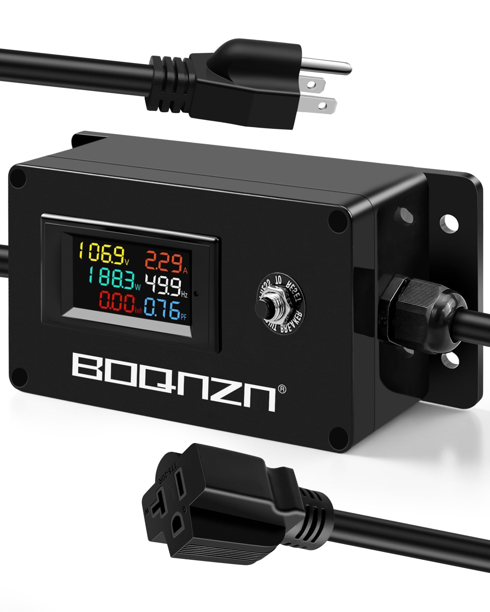 20A 125V AC Power Meter, NEMA 5-15P to 5-20R Outlet Monitor