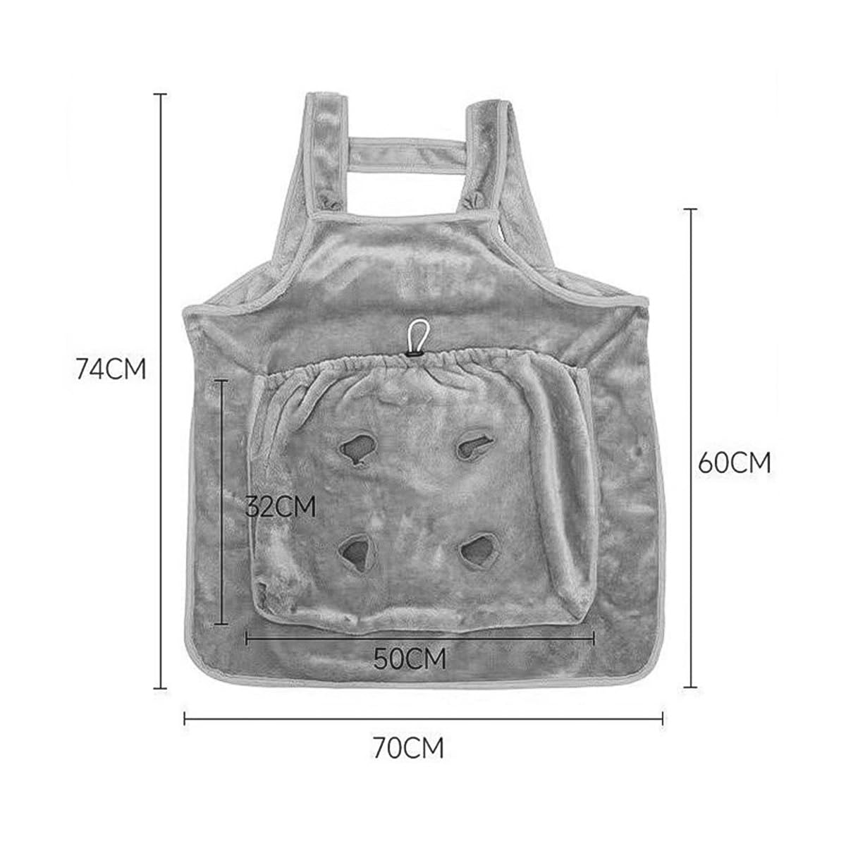 Tablier de Transport pour Chat avec 4 Trous, Sac en Peluche pour Compagnon (Gris)