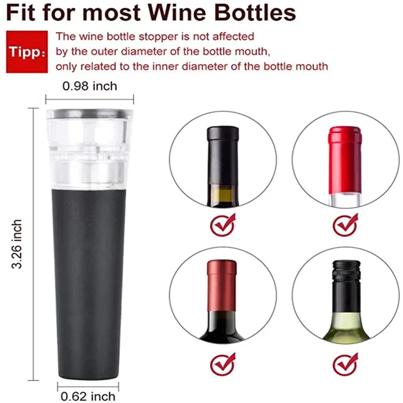 Bouchons à vin 20 pièces bouchons de bouteille en Silicone avec pompe d'économie sous vide intégrée bouchon sécurité alimentaire for garder le Champagne frais