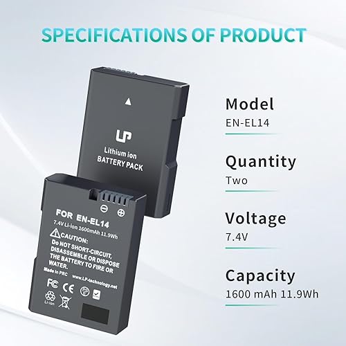 Miniatura 6 de EN-EL14 EN-EL14a Cargador de batería, LP Cargador LCD de doble ranura compatible con Nikon D3100 D3200 D3300 D3400 D3500 D5100 D5200 D5300 D5500