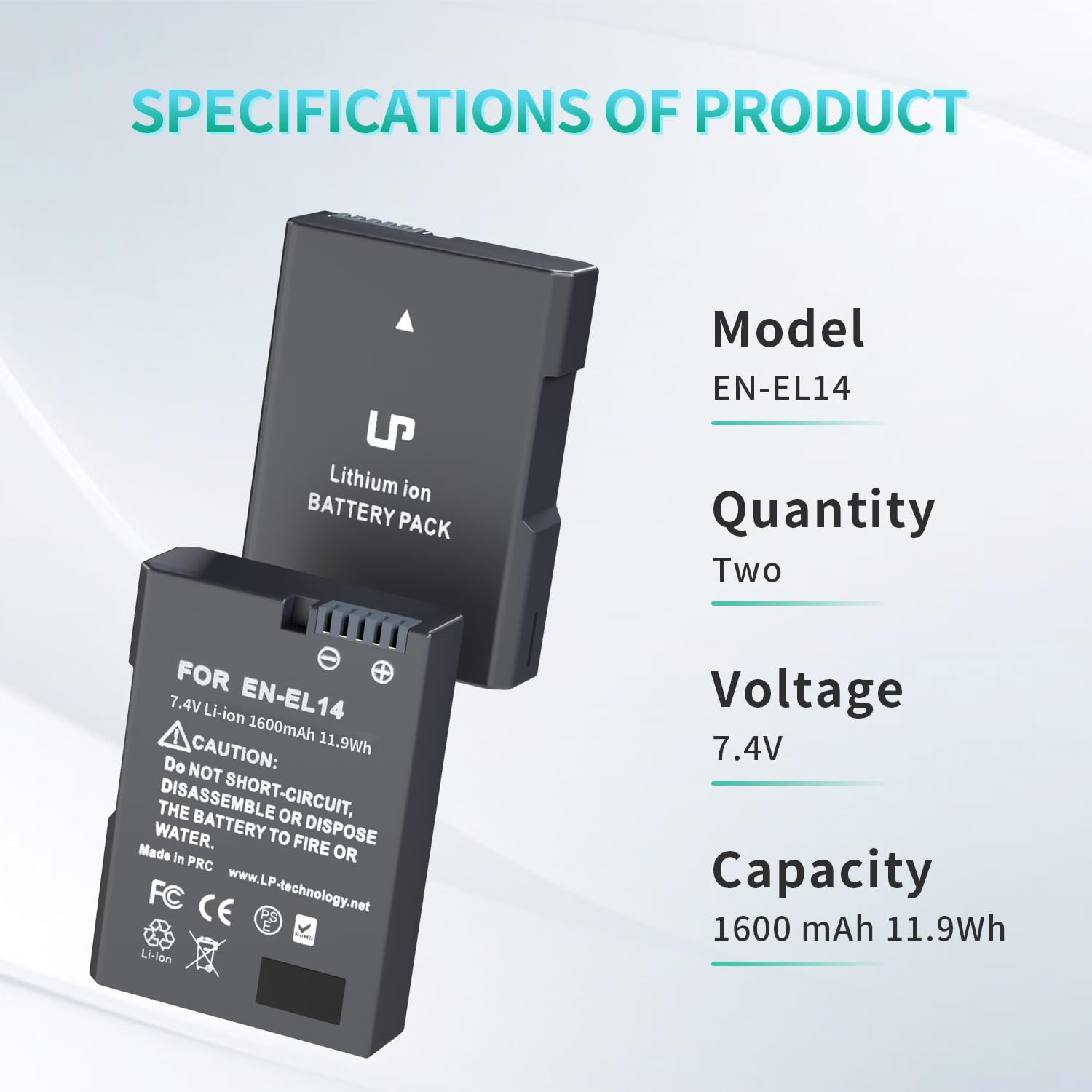 Camulti EN-EL14 - Batería De 7,4 V 2050 MAh Para Cámara Nikon D3100