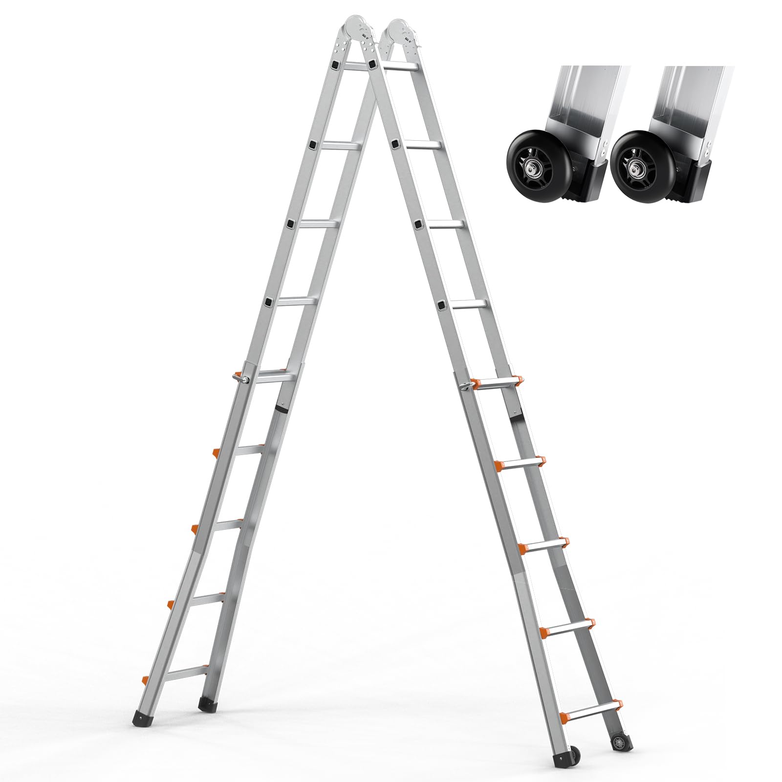 VEVOR Scala Telescopica con Telaio ad A 5990 mm Scala Estensibile Compatta in Alluminio, Scala Pieghevole Portatile Multifunzione per Camper, Scala Telescopica per Compiti, Capacità di Carico 149,7 kg