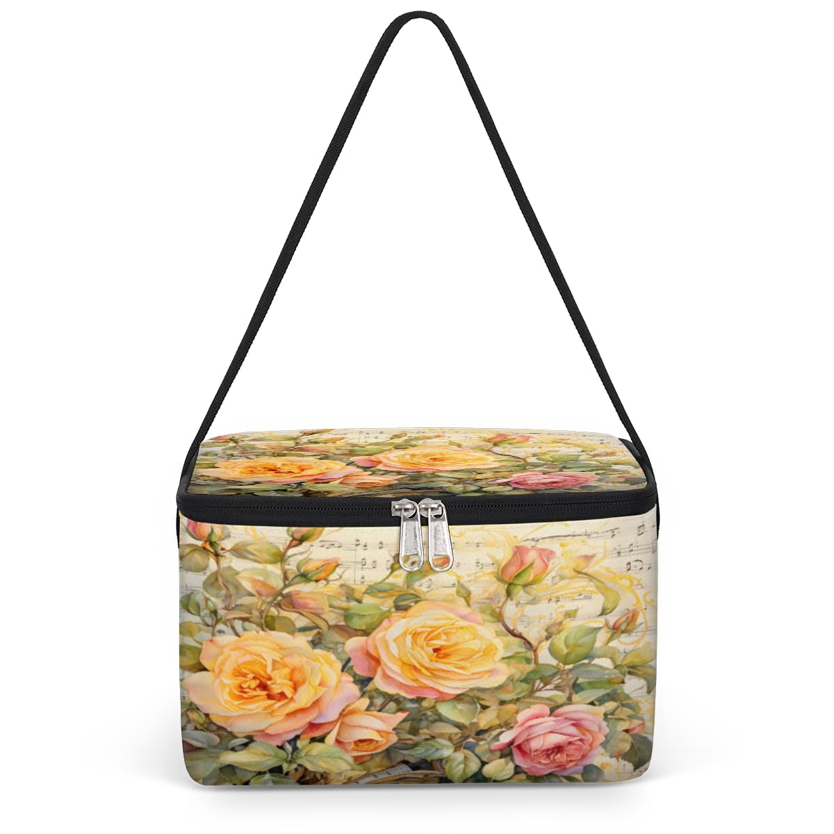 GzLeyigou Blooming Roses Lunch Bags for Women Men 9 Cans, Hot & Cold Food Delivery Bag Insulated Grocery Bag Insulated Lunch Box Floral Cooler Bag for Office Work Picnic Beach