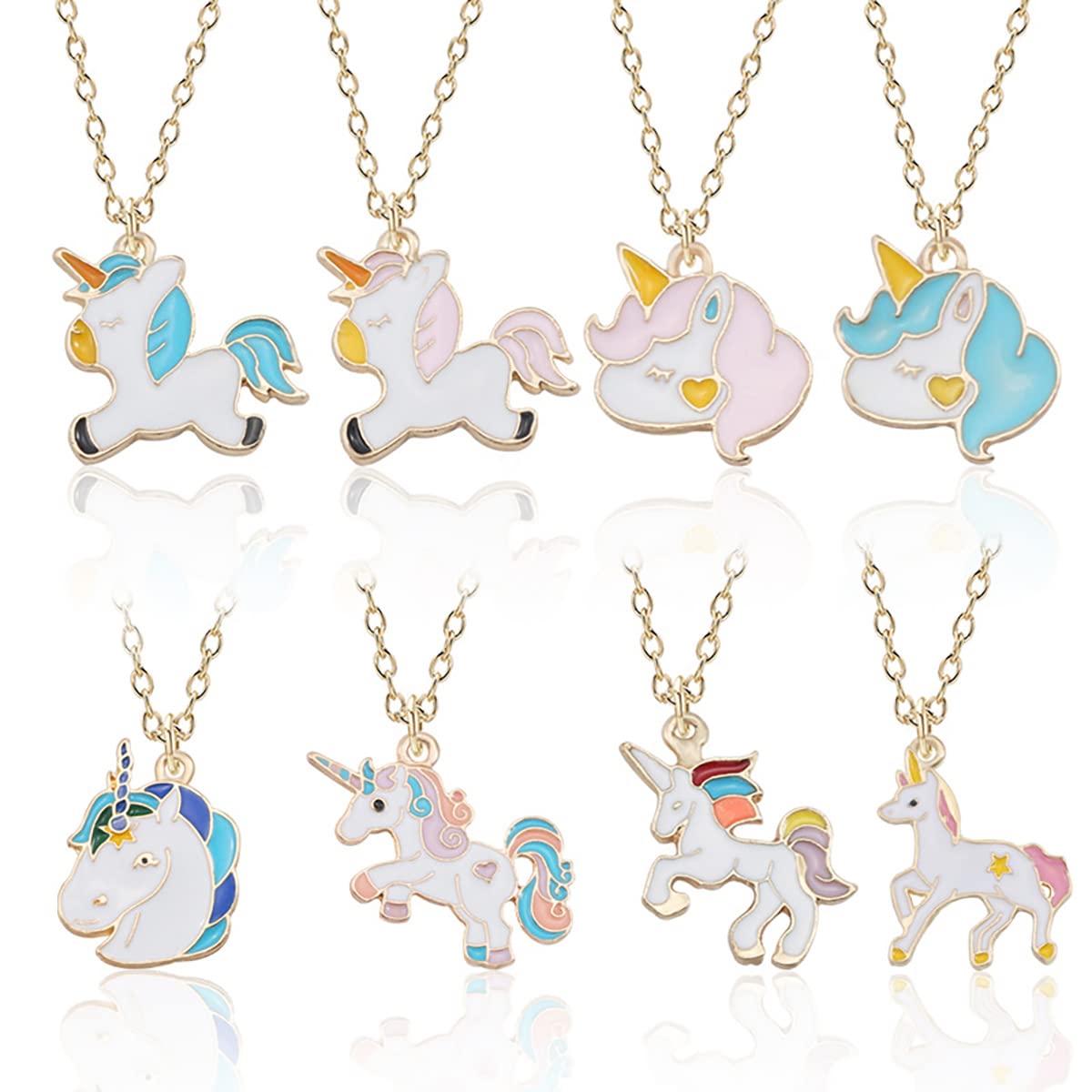 8 PCS Unicorn Necklaces for Girls Kids Cute Pendant Unicorn Necklaces Jewelry Birthday Gifts for Girls Princess Daughter
