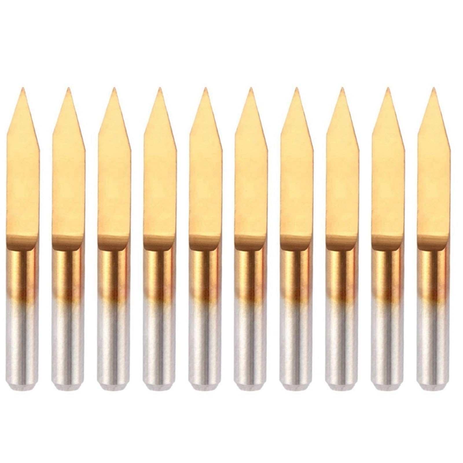 10pcs 30 Degree V Groove Engraving Router Bits - 0.3mm Tip Carbide CNC Cutting Tools for Precision Machining