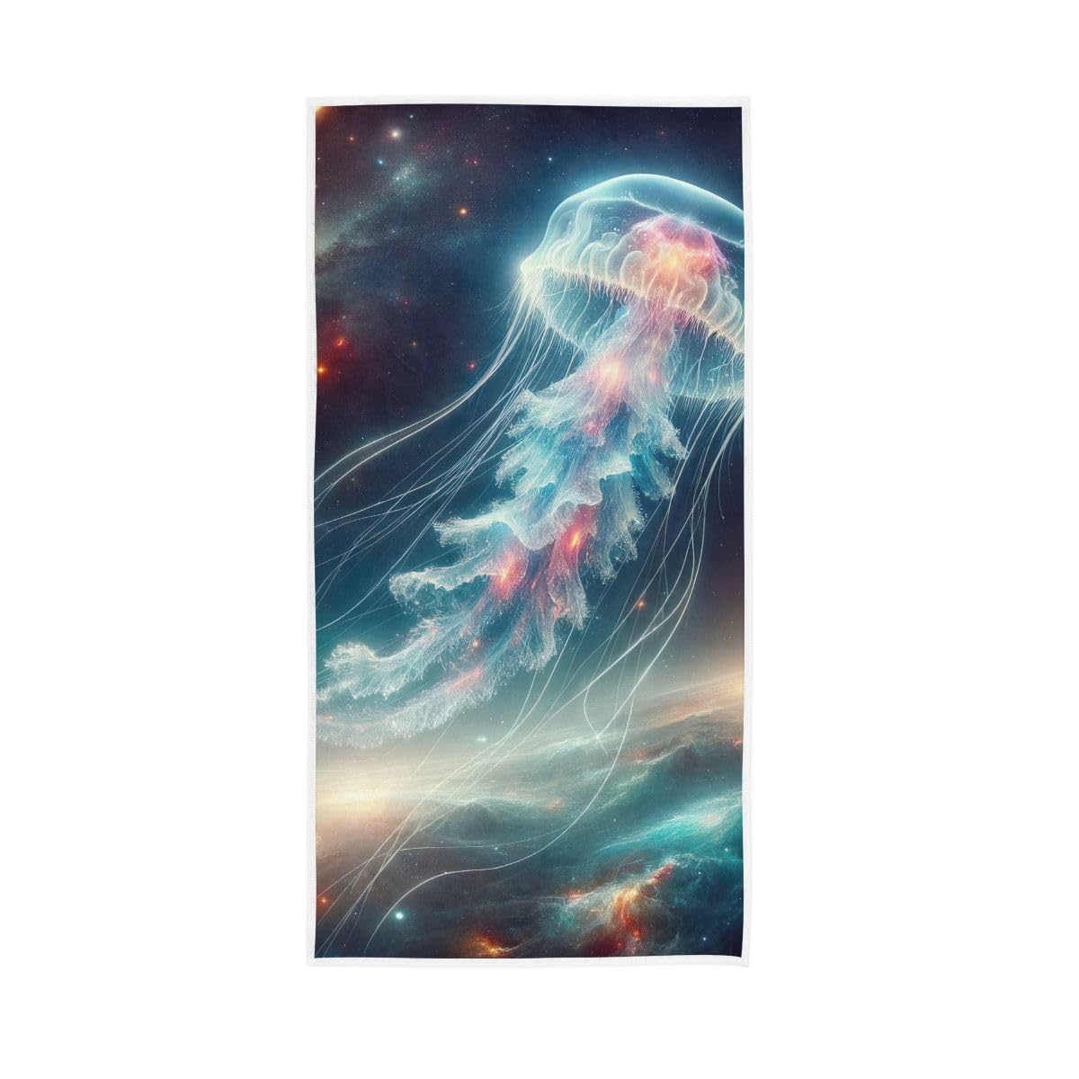 LSRCPD Jellyfish in Galaxy Hand Towels, Bathroom Towel for Bathroom, Gym, Hotel, Spa 15 x 30 Inches