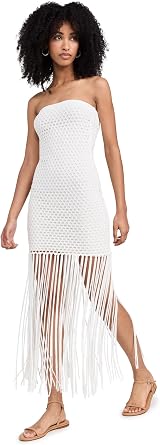 PQ Swim Womens Vanessa Strapless Fringe Dress