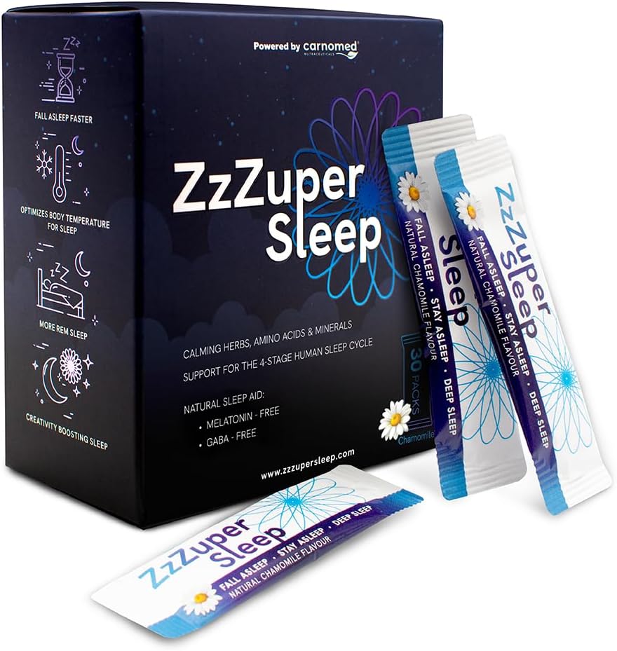 Carnomed Natural Sleep Supplement, Melatonin & GABA Free | 14 Active Ingredients for Deep Sleep and More REM Sleep | Drug-Free Sleep Aid for Faster Recovery and Clearer Mornings