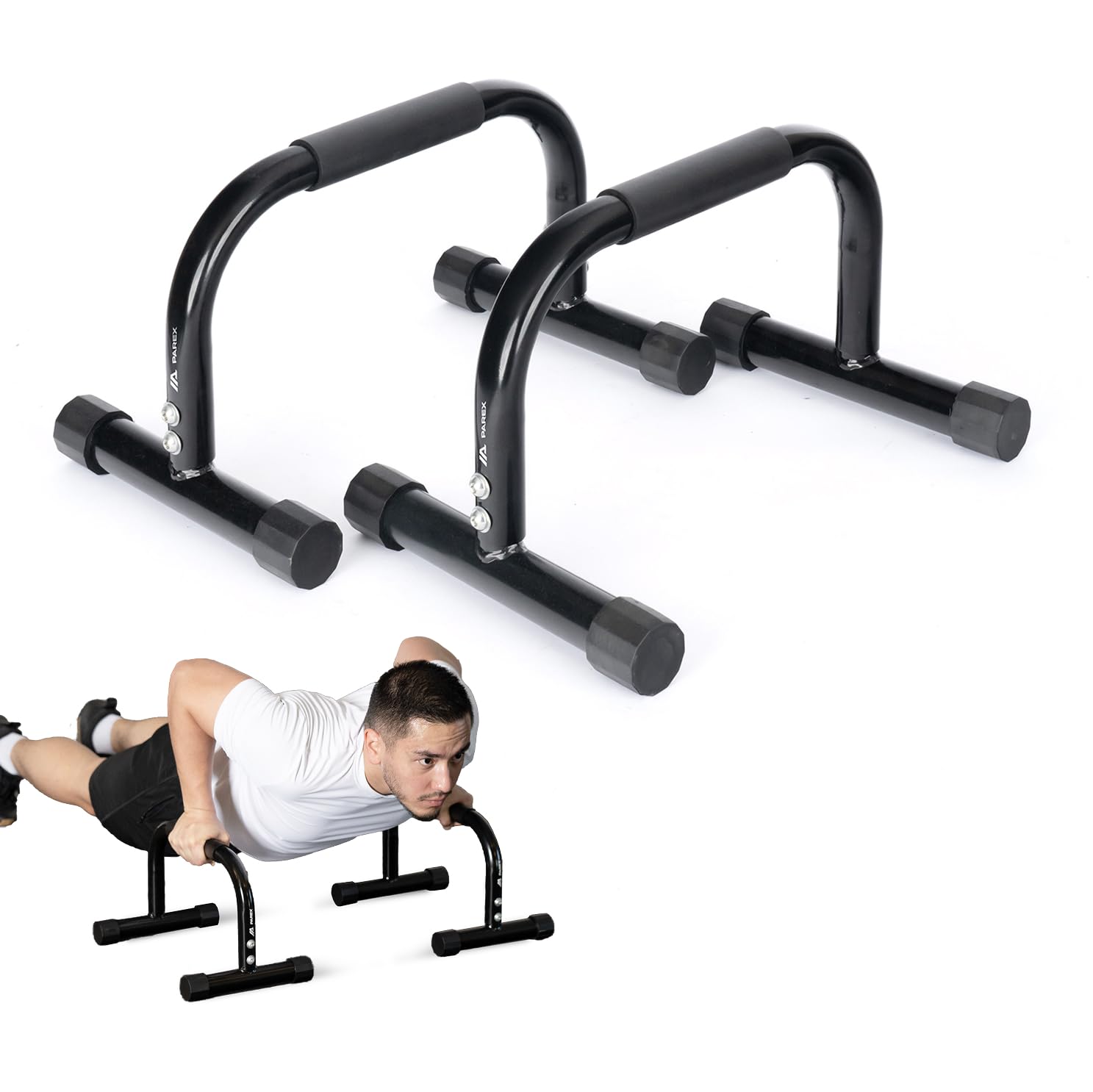 Parex Parallettes aus Stahl, gelenkschonende & rutschfeste Liegestützgriffe, Calisthenics Equipment für Indoor & Outdoor, Push-Up Bars, ideal für Handstand & Liegestütze