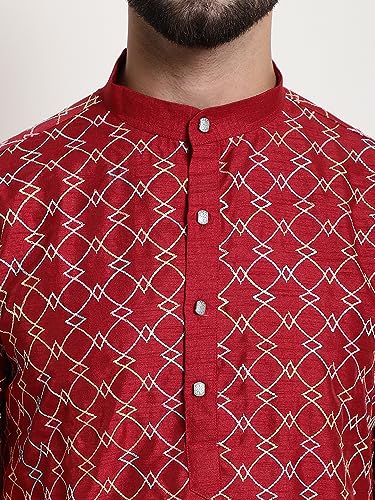 Image of SOJANYA (Since 1958 Men's Silk Blend Kurta and Pyjama with Nehru Jacket