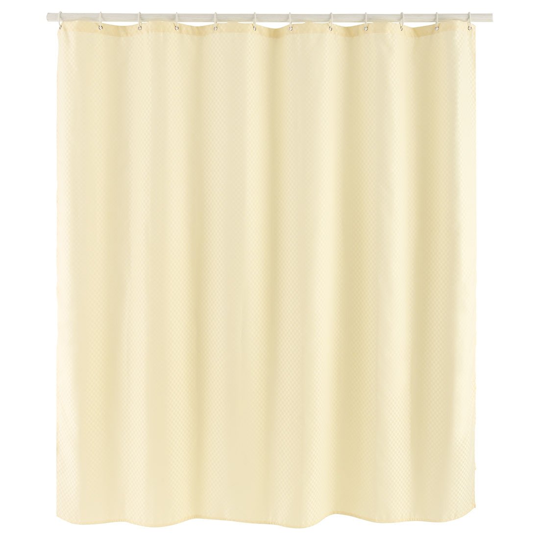 Ruilogod Cortina de ducha de tejido de poliéster, 180 x 180 cm, impermeable, resistente al moho, tejido estructurado con ganchos de plástico, color amarillo claro