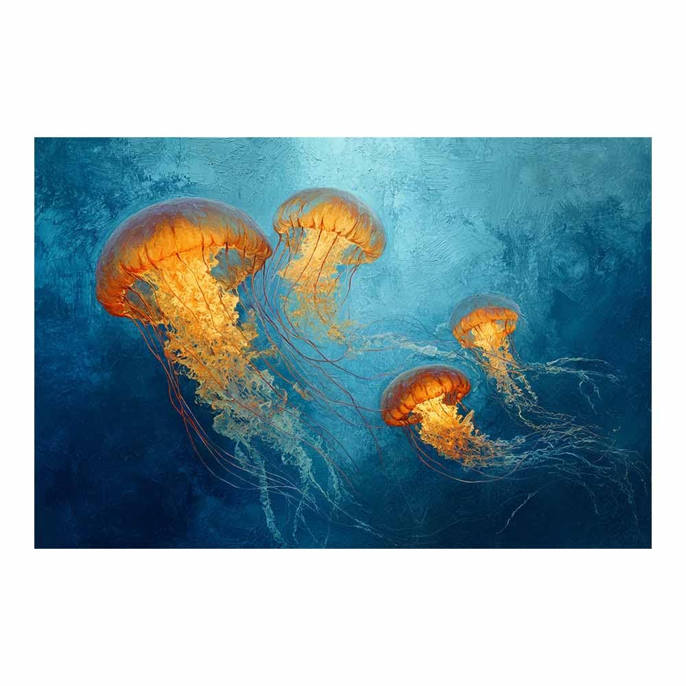 HOQIU Canvas Wall Art Underwater Jellyfisheses Painting canvas art, art print, house decor, bedroom wall decor above bed, prints for living room.(Multicolor)-80x120cm Unframed