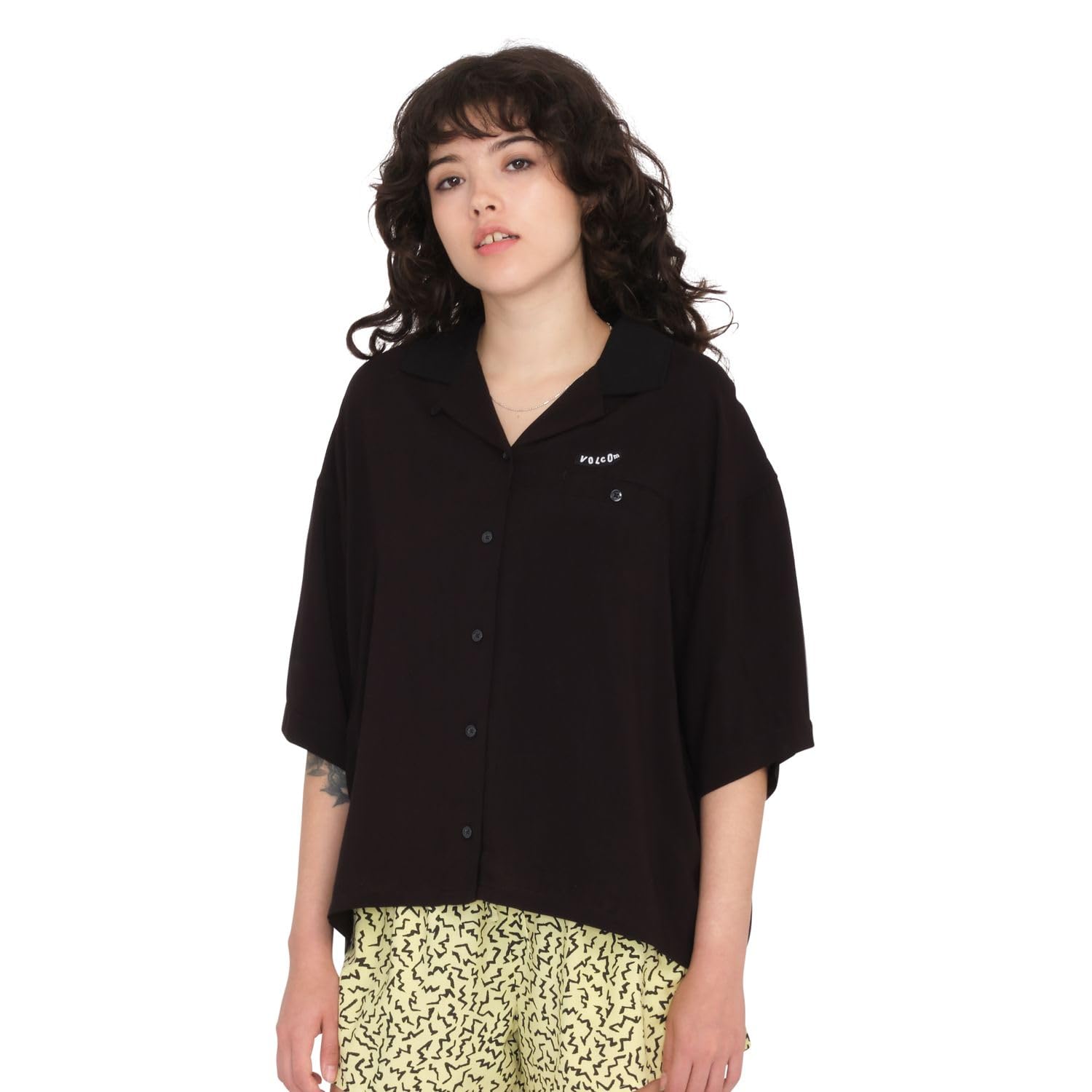 Volcom Servistone Black Damenhemd – Damen – Größe L – Schwarz