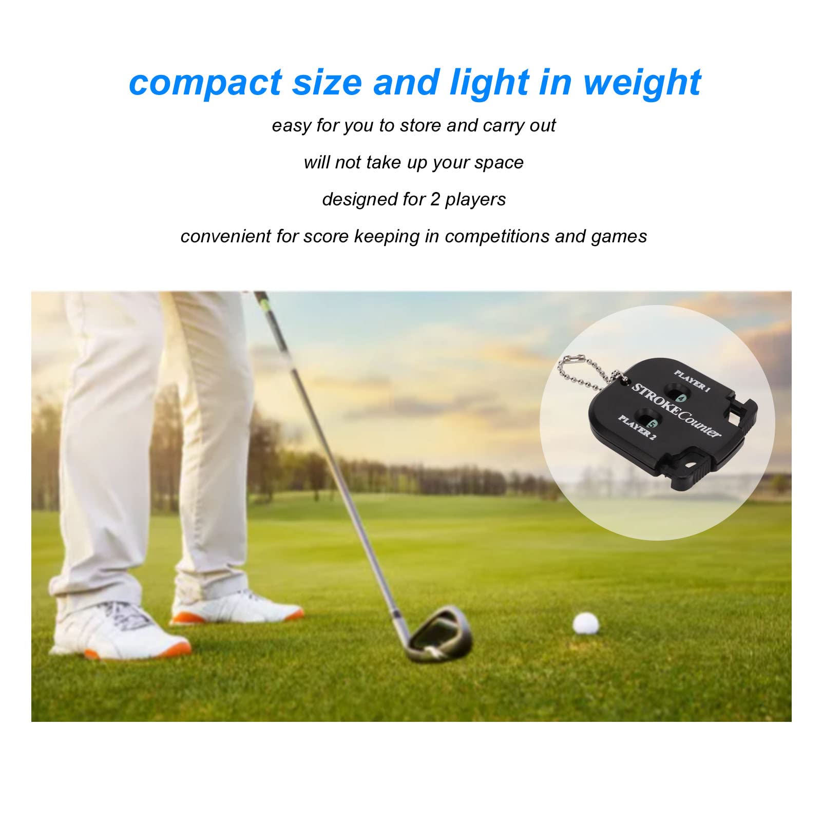 Golf Score Counter,2 Player Golf Score Stroke Counter With Keychain For Golf Training Practice Golf