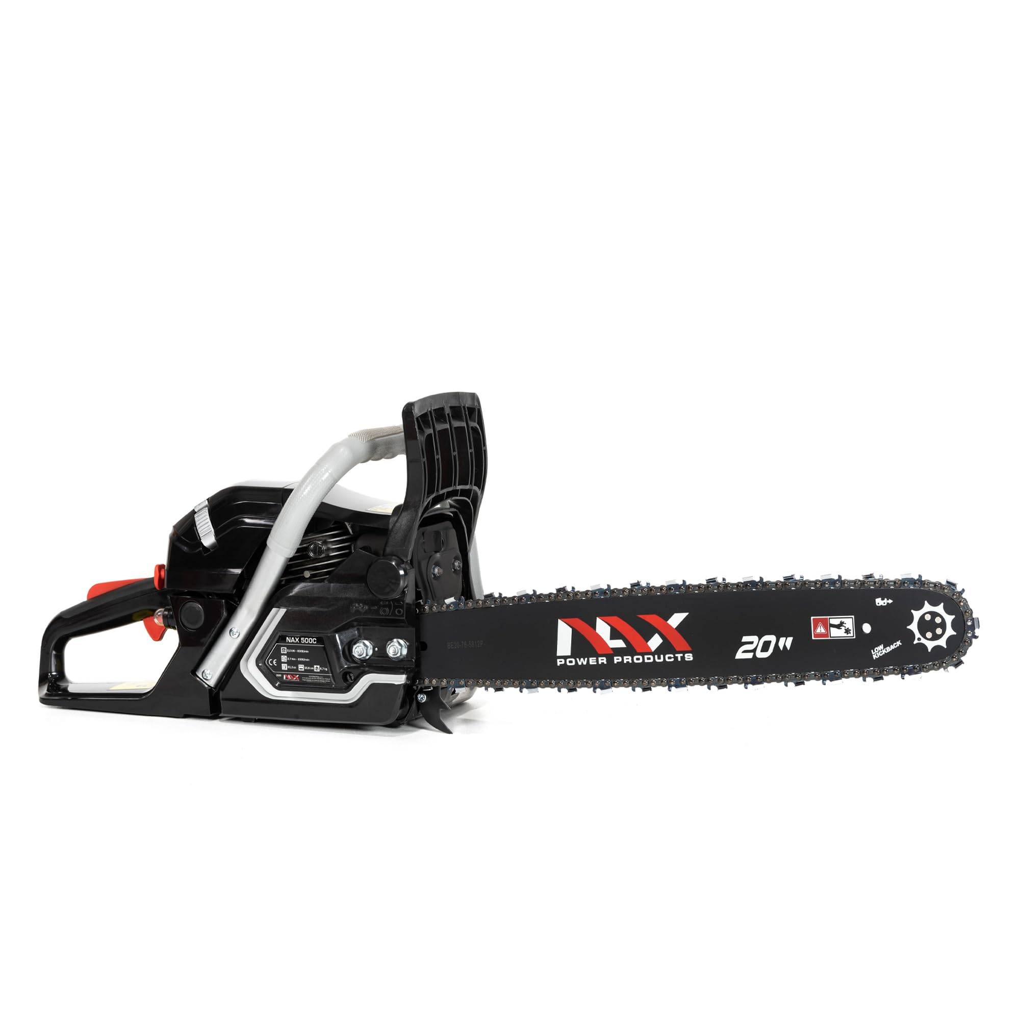 NAX POWER PRODUCTS 500C moteur 61,5 cm3 2 kW Briggs & Stratton produit sous licence guide 20" 50,8 cm système anti-rebond Low Kickback tronçonneuse thermique scie à chaîne