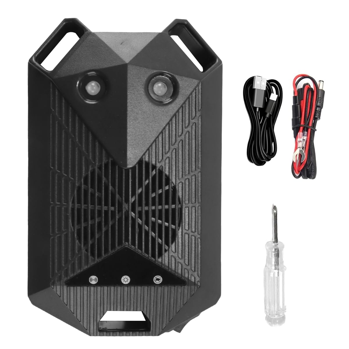 Huba Car Rodent Repeller Ultrasonic Pest Engine Bay Mouse Deterrent 3 Power Options 12V AA USB Black