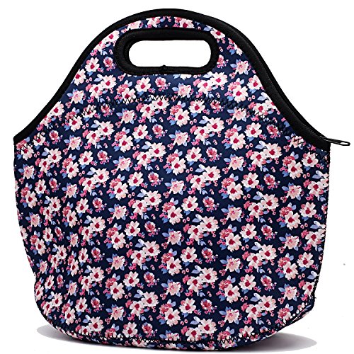 Chrysansmile Insulated Lunch Bag Neoprene Small Lunch Box for Women Soft Cooler Bag Cute Lunch Tote for Work Outdoor Picnic