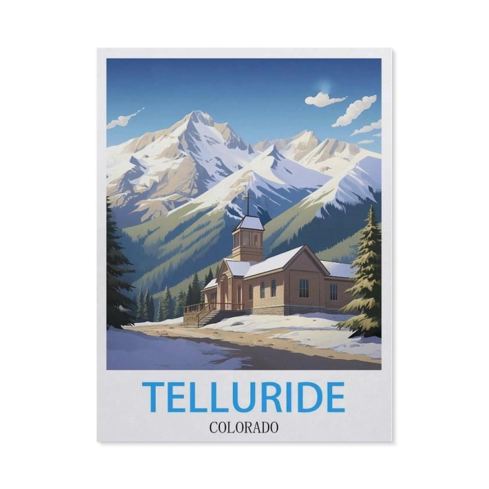 Beayodkp （50 X 60 Cm/19.68 X 23.62 Inches） Diamond Painting，Telluride Colorado Vintage Travel Poster，Full Round Diamond Embroidery Kits Cross Stitch Crystal Rhinestone Pictures Arts Craft Home Wall Decoration）-Cc86