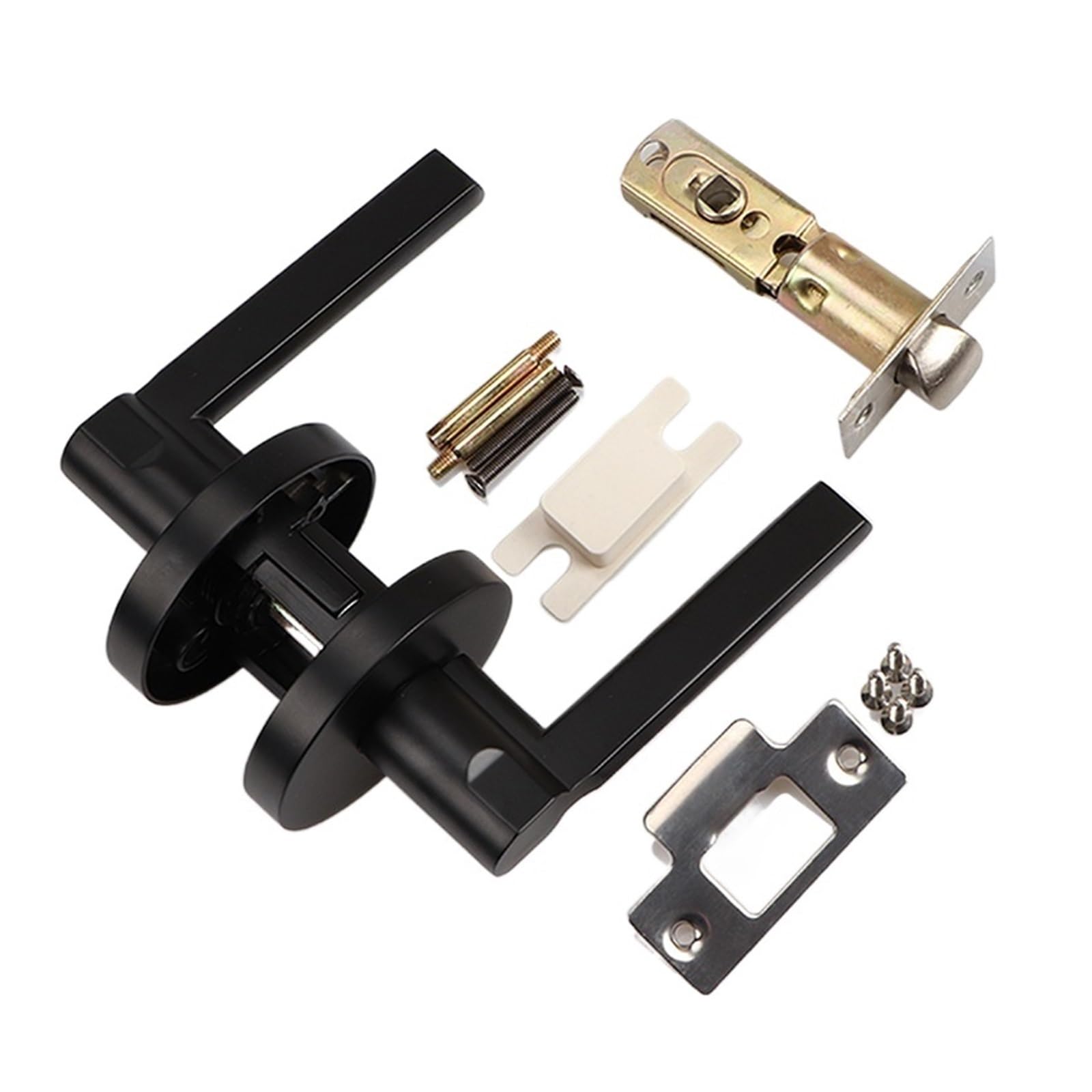 Vqdgpkpvv One Color Three-Pole Handle Door Lock Indoor Silent Bedroom Black Hotel Bathroom(Sub Lock Without Anti Function)