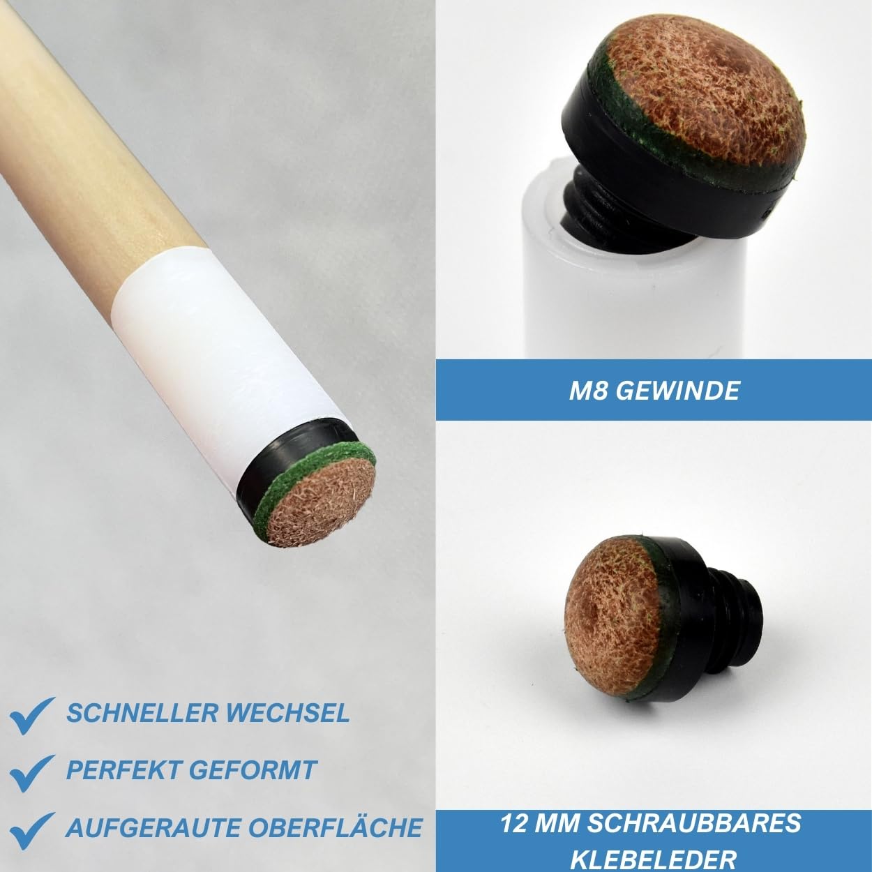 Winsport einteiliger Billard Queue Deluxe, robuster Pool Cue aus Ahornholz, 100cm 120cm 130cm 140cm 145cm, 12mm Schraubleder Spitze, Kinder und Erwachsene, Billardqueue Gastronomie Jugendeinrichtungen