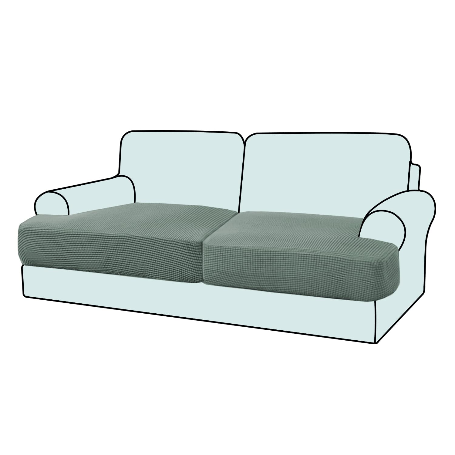 GAMUKAI 2PC Stretch T Cushion Sofa Slipcovers Individually Loveseat Sofa Cushion Covers for 2 Cushion Couch Seat Cushion Covers (Pool