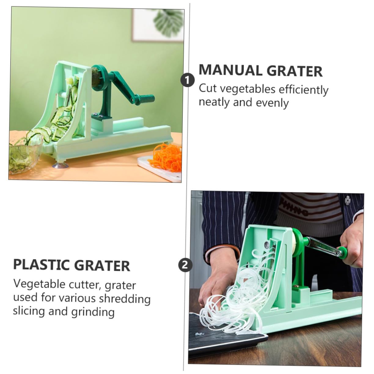 Zerodeko Rallador De Verduras Multifuncional Hogar De Plástico Manual Para Cocina y Preparación De Comidas Función De Rallar y Cortar