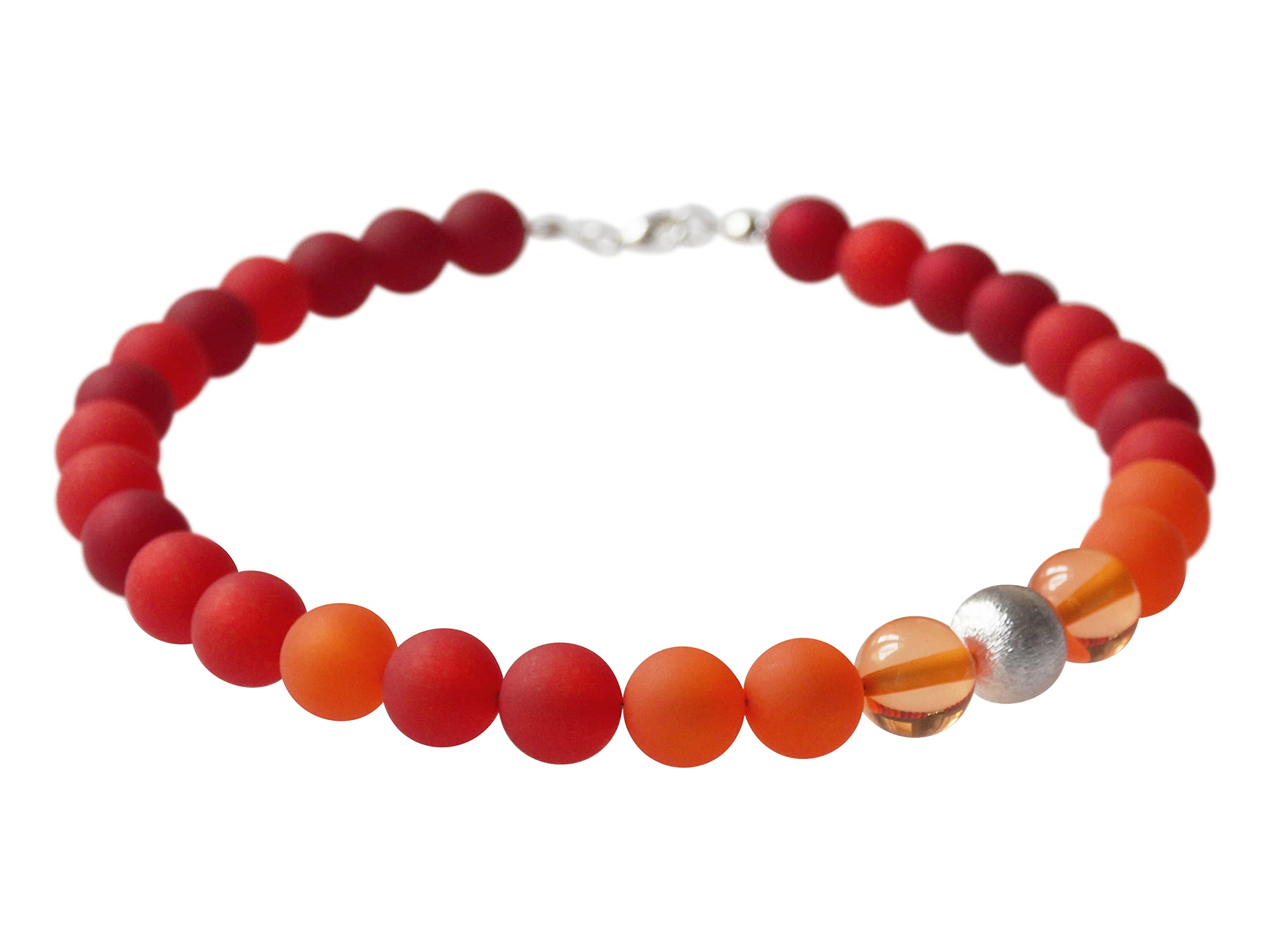 Polariskette rot orange silber Kette Collier