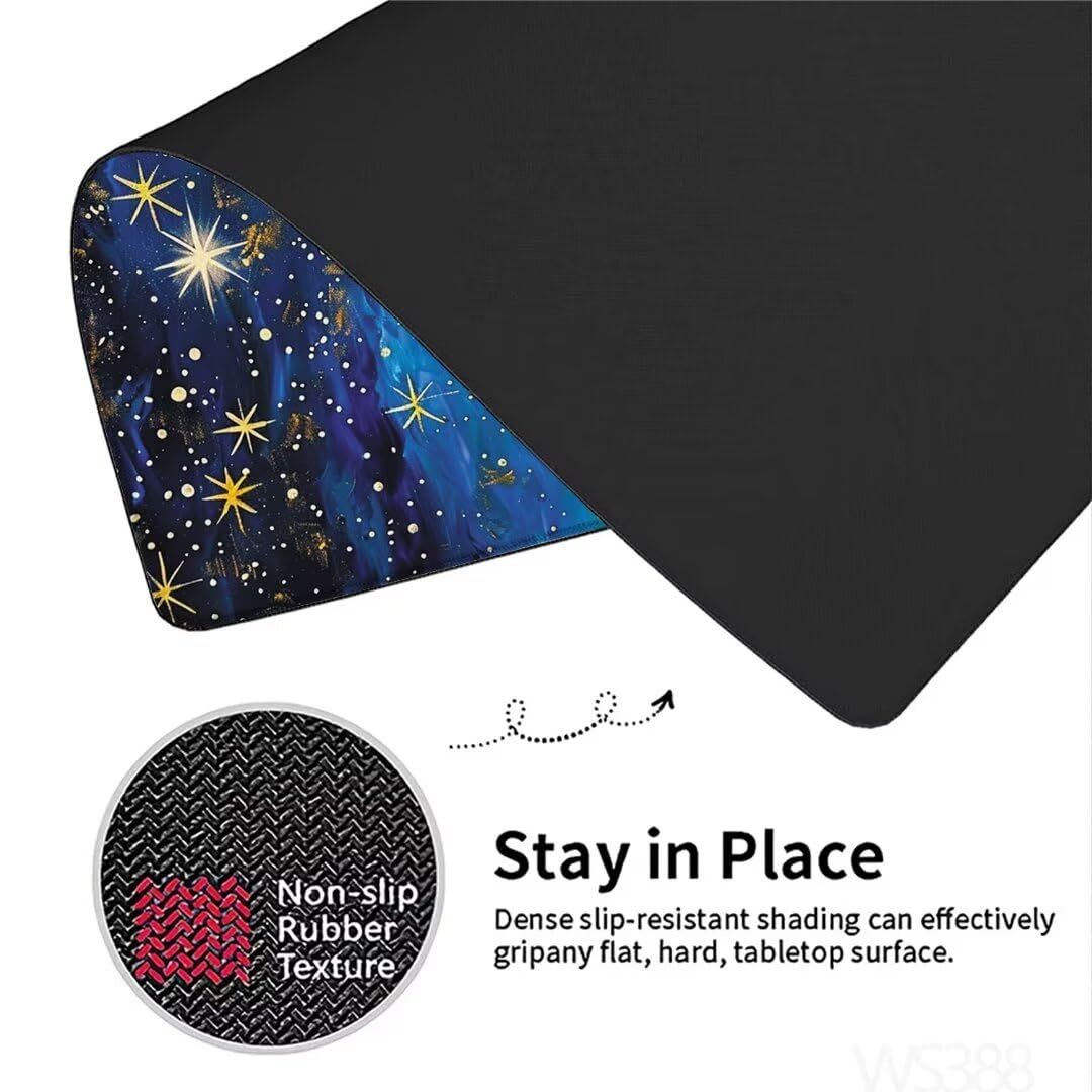 Alfombrilla Ratón XXL 1500x800x3mm, Alfombrilla Ratón cielo estrellado Alfombrilla Escritorio, Estrella Alfombrilla Raton, con Superficie Base de Goma Antideslizante, Alfombrilla Ratón Gaming WS-388