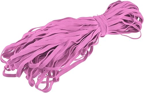 MECCANIXITY Cordón elástico plano para coser de 14 de pulgada, 0.236in, 33 yardas, cuerda elástica pesada para manualidades, color rosa