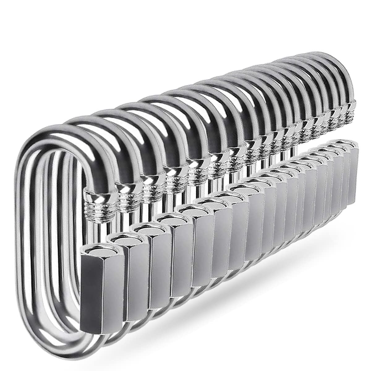 Quick Link - Mosquetón de Acero Inoxidable 304 de Seguridad en Forma de D para Senderismo (M3.5, 18)