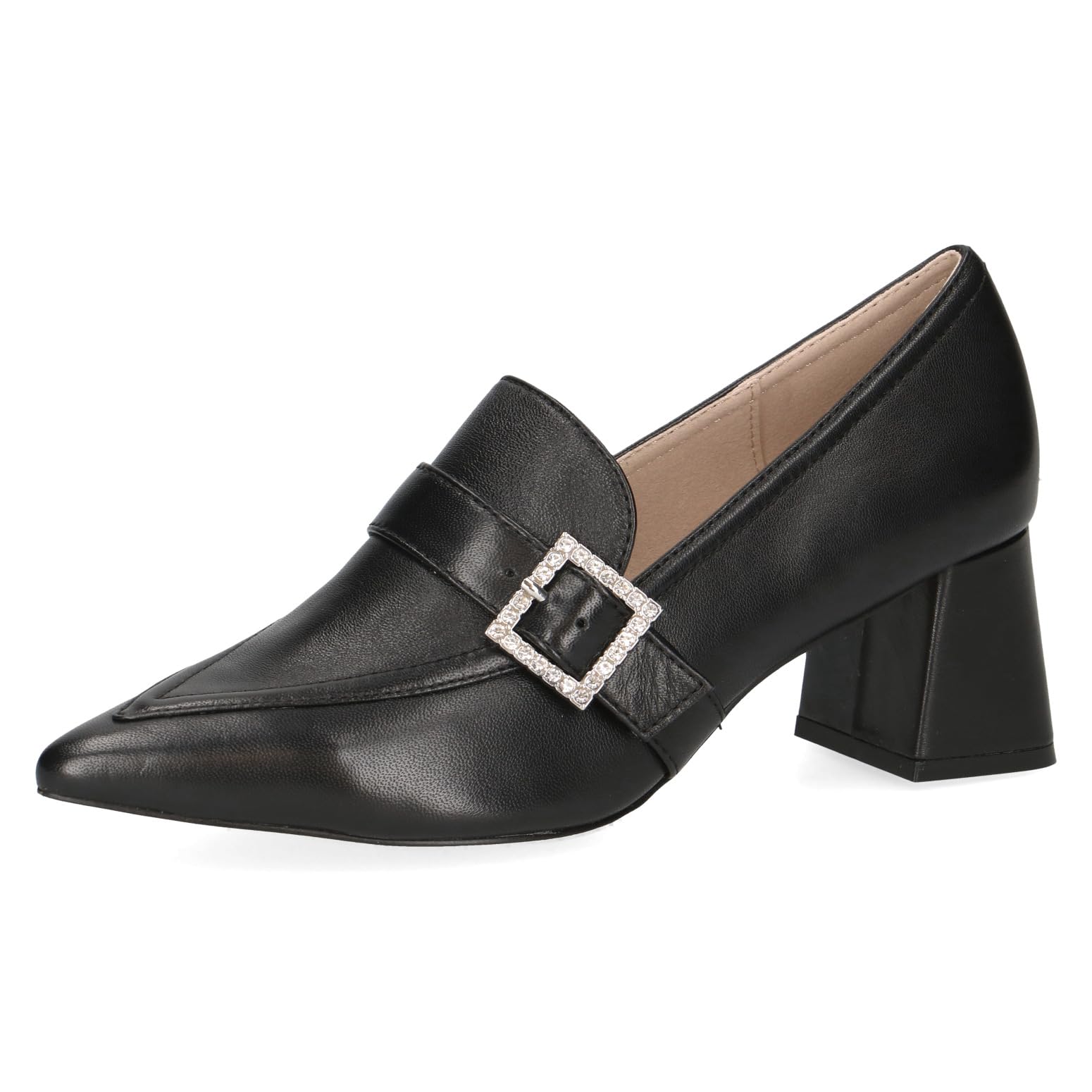 CAPRICE Women's Leather Pumps with Glitter Buckle, Black (Black Nappa), 6 UK