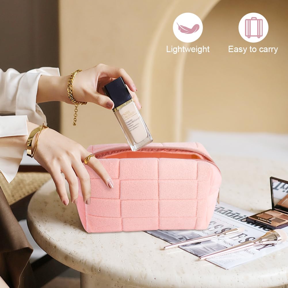 Aucuu Bolsa de cosméticos de Viaje, Bolsa de Maquillaje para Mujer, Bolsa de Aseo Acolchada para Mujer, Bolsa de cosméticos de Gran Capacidad, Bolsa de Maquillaje de algodón con Estampado Floral para