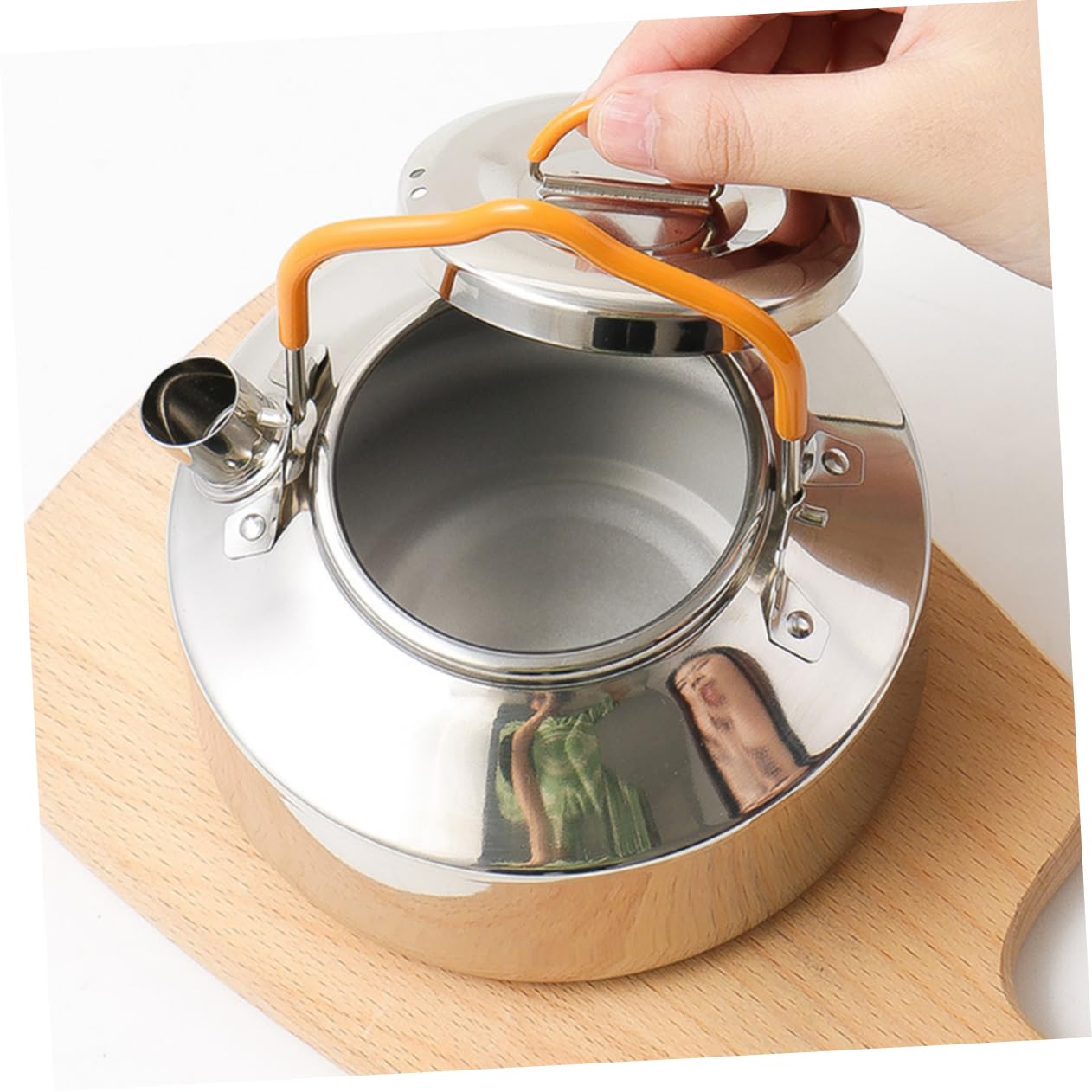 HANABASS Stainless Steel Camping Tea Kettle Lightweight Outdoor Cookware for Boiling Water for Picnics and Hiking Compact Design for Easy Carrying and Safe Use