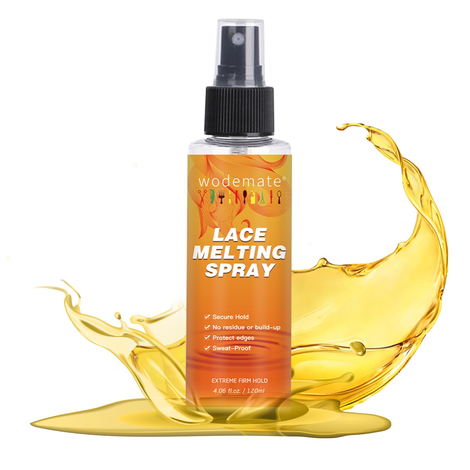 Dentelle fusion Spray pour perruques 120ml, Lace Melting Spray Fondant Pour Perruques - adhésif de cheveux pour perruques, maintien extrême, aucun résidu
