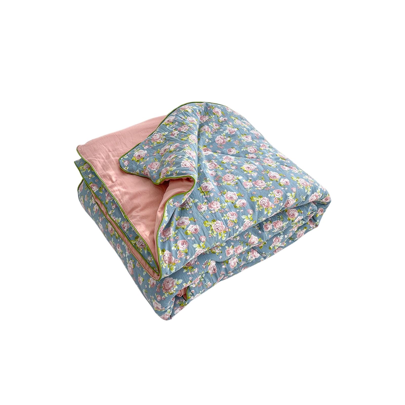 Floral Print Cooling Comforter for Hot Sleepers 78.74 × 59.06inch Lightweight Cotton Throw Blanket, Breathable Summer Quilt, Cold Touch Fabric Absorbs