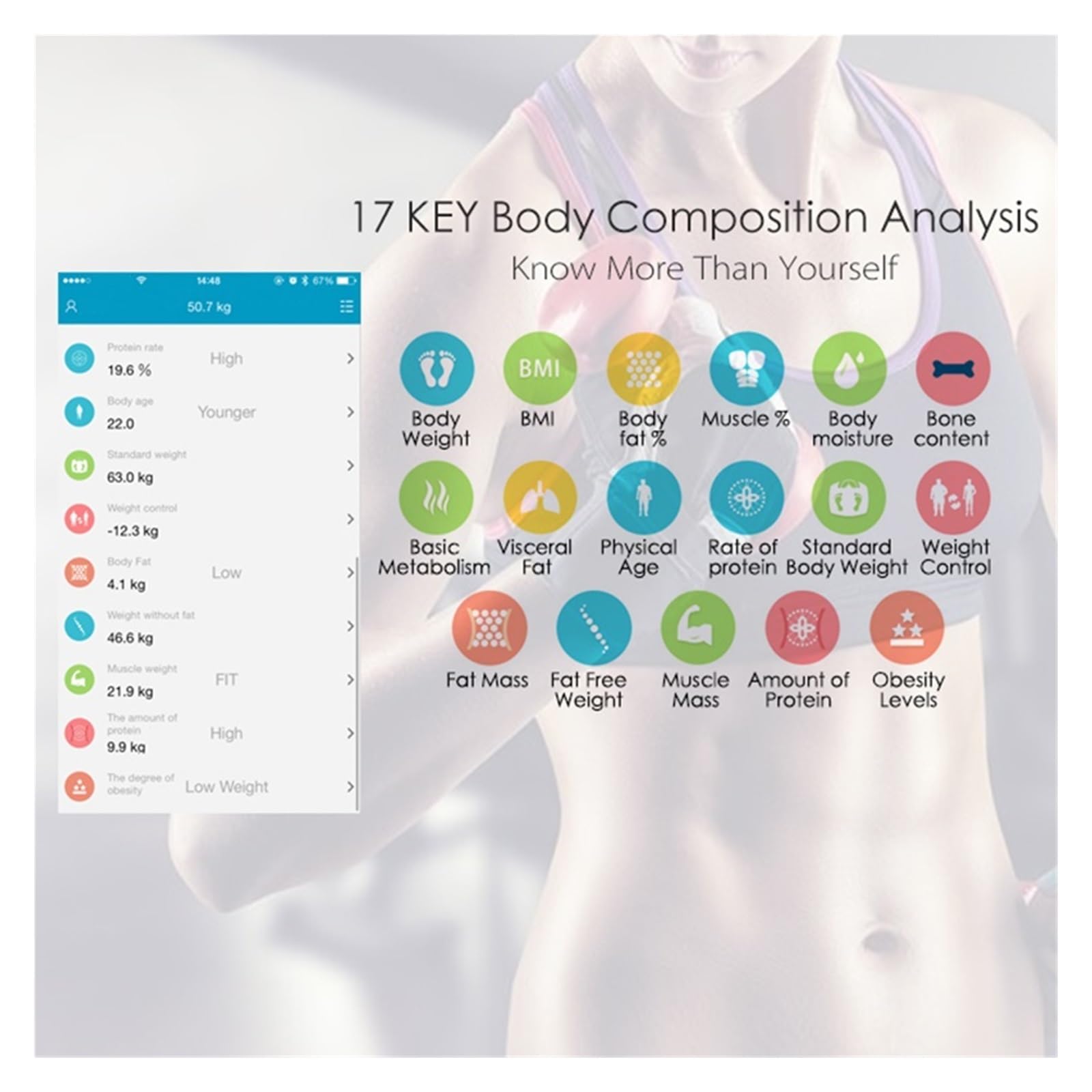 Peso Corporeo Bilancia Pesapersone Piano Scientific Smart Electronic Digital Weight Body Fat Health Balance Bluetooth Preciso E Facile Da Leggere
