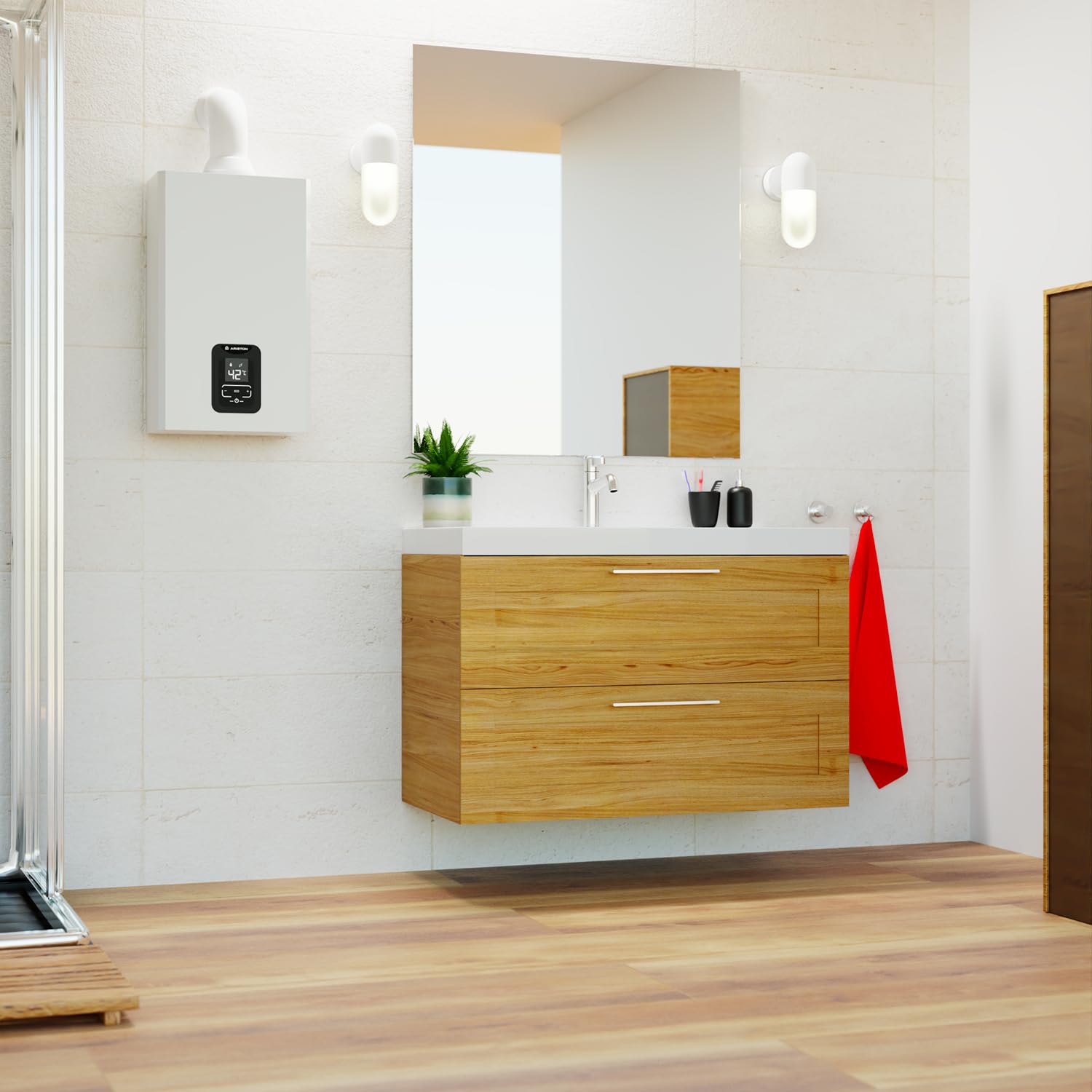 Ariston NEXT EVO X SFT - Scaldabagno a Gas Butano Istantaneo a Camera Stagna 11 L/LPG EU Sicuro Sicuro con Display Intuitivo e Funzione ECO EVO per Maggior Risparmio 34,5x16,5x65, Classe Energetica A+
