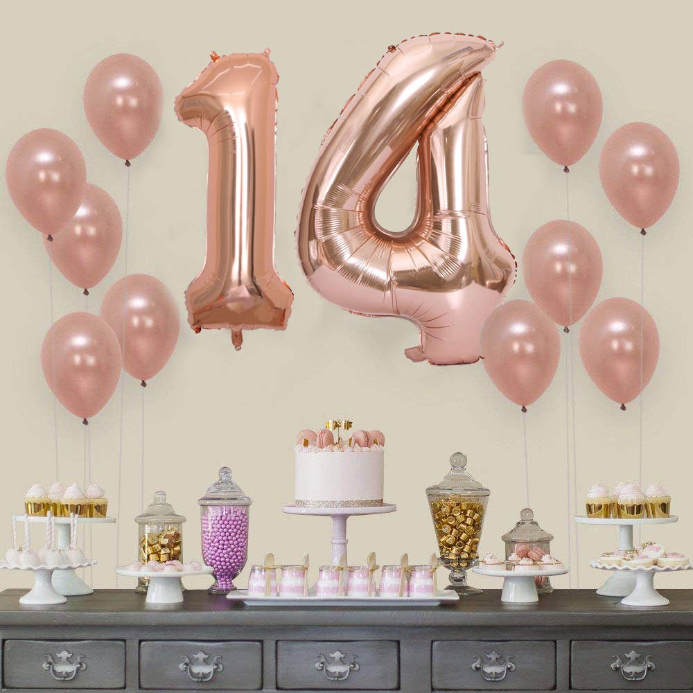 Palloncini 14 Anni Compleanno Blu, Decorazioni 14 Complean, Palloncini 14 Anni Set, Palloncini Foil 14, Palloncini Lattice Blu Bianco, Striscione Topper Torta per Addobbi Festa Ragazzo Ragazza