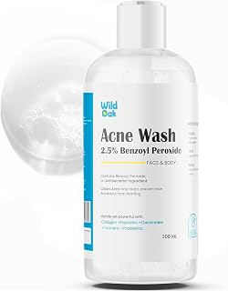 WildOak 2.5% Benzoyl Peroxide Acne Face Body Wash | 300ml | Kills 99.99% Acne Germs | Fights Severe Bacne | Unclogs Pores... Price In India