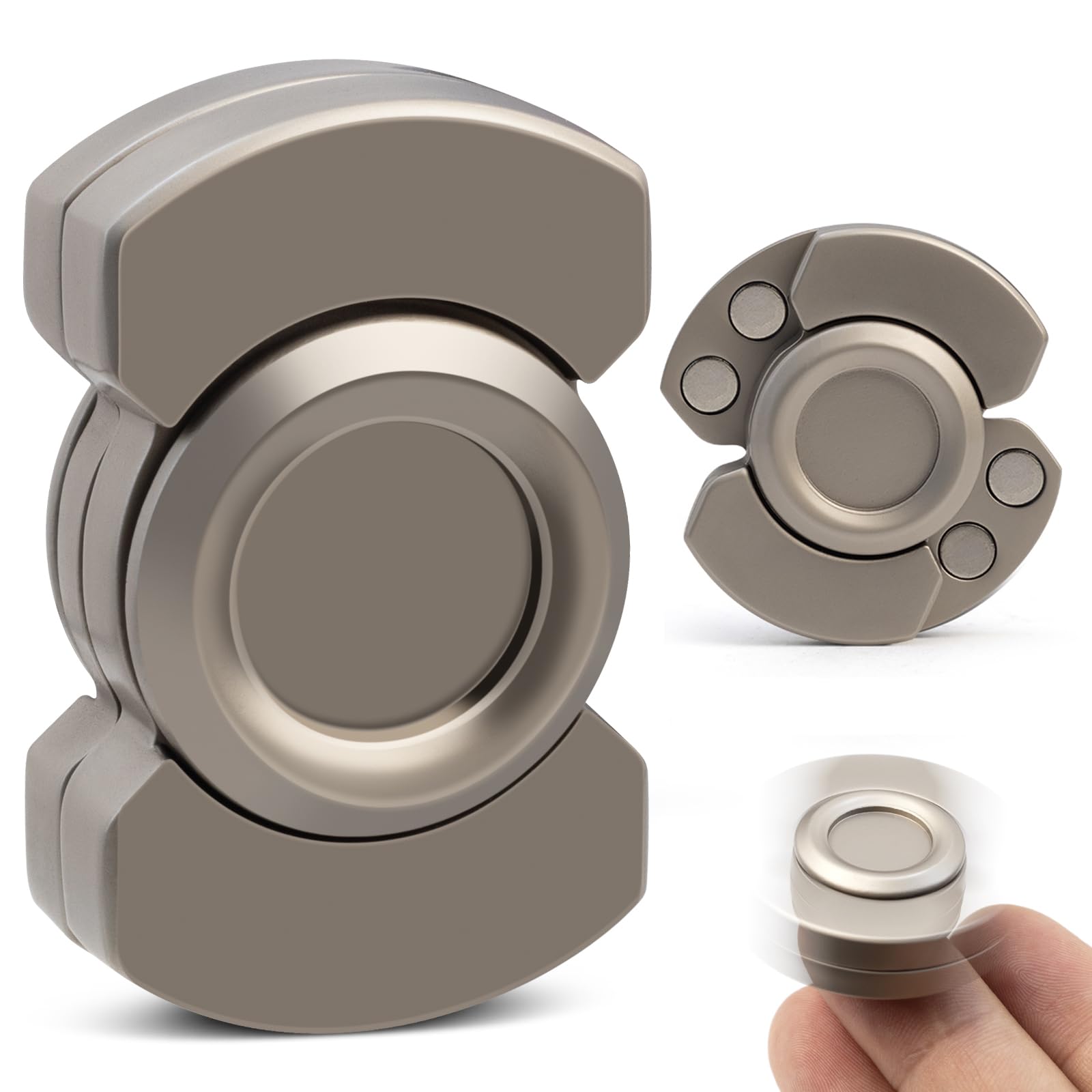 3-in-1 Fidget Toys Adults: Spinner, Slider & Clicker – Magnetic Stainless Steel Bearings for Super-Stable Rotation – Ultimate Stress Relief, Enhanced Focus, and Habit Breaking Companion(Silver)