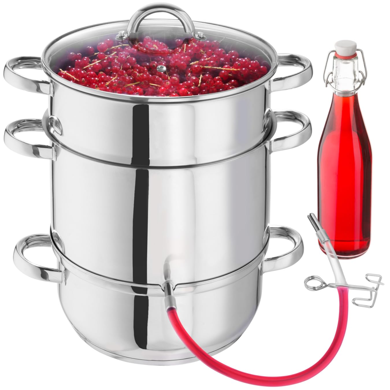 tectake® Extracteur de jus 15L en Acier inoxydable Multi-fonction Centrifugeuse Fruits et legumes Cuiseur-vapeur Presse fruits, tout feux dont induction, lavable au Lave-vaisselle