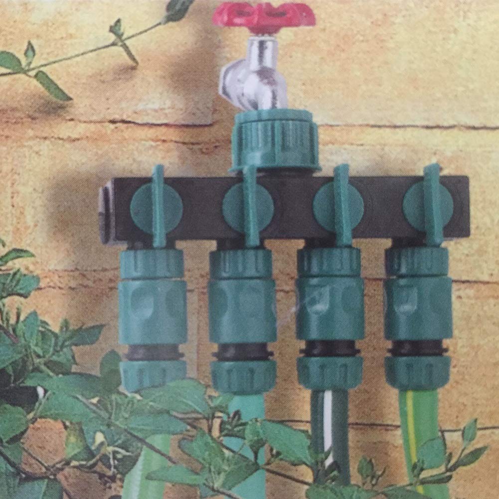 4 maneras Divisor de agua del grifo de jardín Conector de tubería de agua de riego de jardín Divisores de manguera Accesorios Aspersores Conector de agua de jardín de derivación de grifo de t