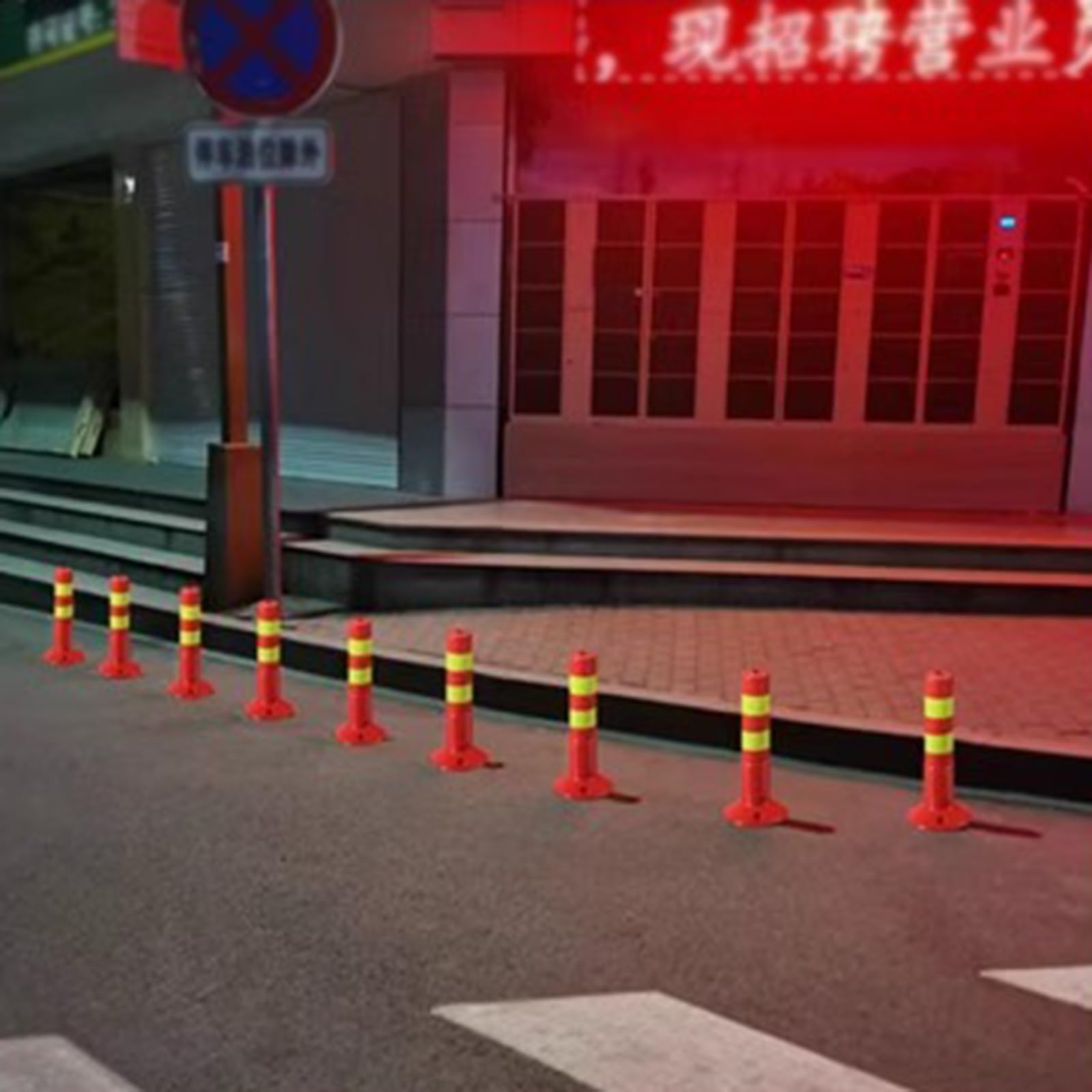 Coni stradali, Paletti delimitazione 45cm di Altezza Palo Delimitatore di Traffico, Rosso Dissuasore Visivo Notturno per Passi Carrabili Strade Garage Cantiere Parcheggio, Resistente Agli Urti Coni di