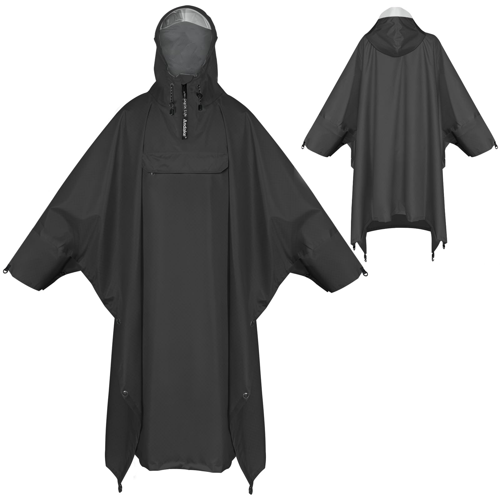Andake 3-in-1 Regenponcho, Wasserdichter Regenponcho unisex, Wiederverwendbar, Leicht & Tragbar, Ideal für Camping, Wandern & Angeln im Freien