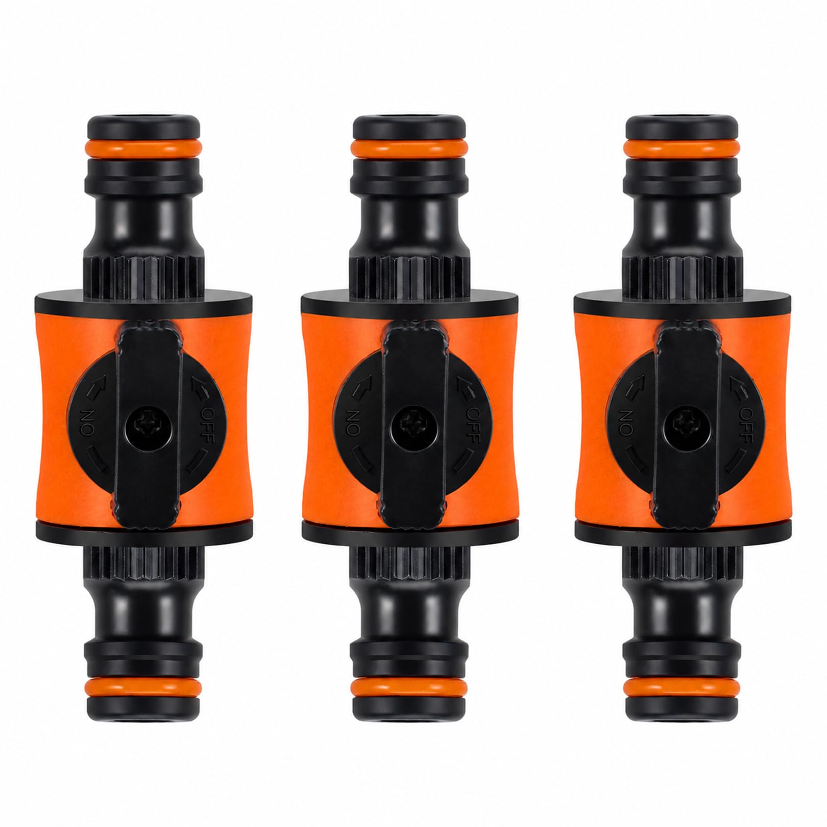 3 Pack Hozelock Connectors - Quick Release Double-Tap Nozzle Valve, Quick-Release in-line Shut-Off Valve for Garden Pipe, Hose Connectors and Fittings, Garden Hose Connector Hozelock Fittings
