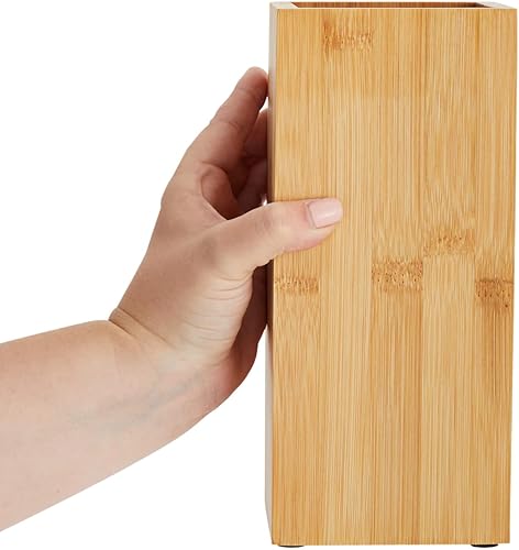 Miniatura 6 de Juvale Bloque universal de bambú para cuchillos, soporte y soporte de cerdas ajustables, soporte para cubiertos para encimera de cocina, organizador