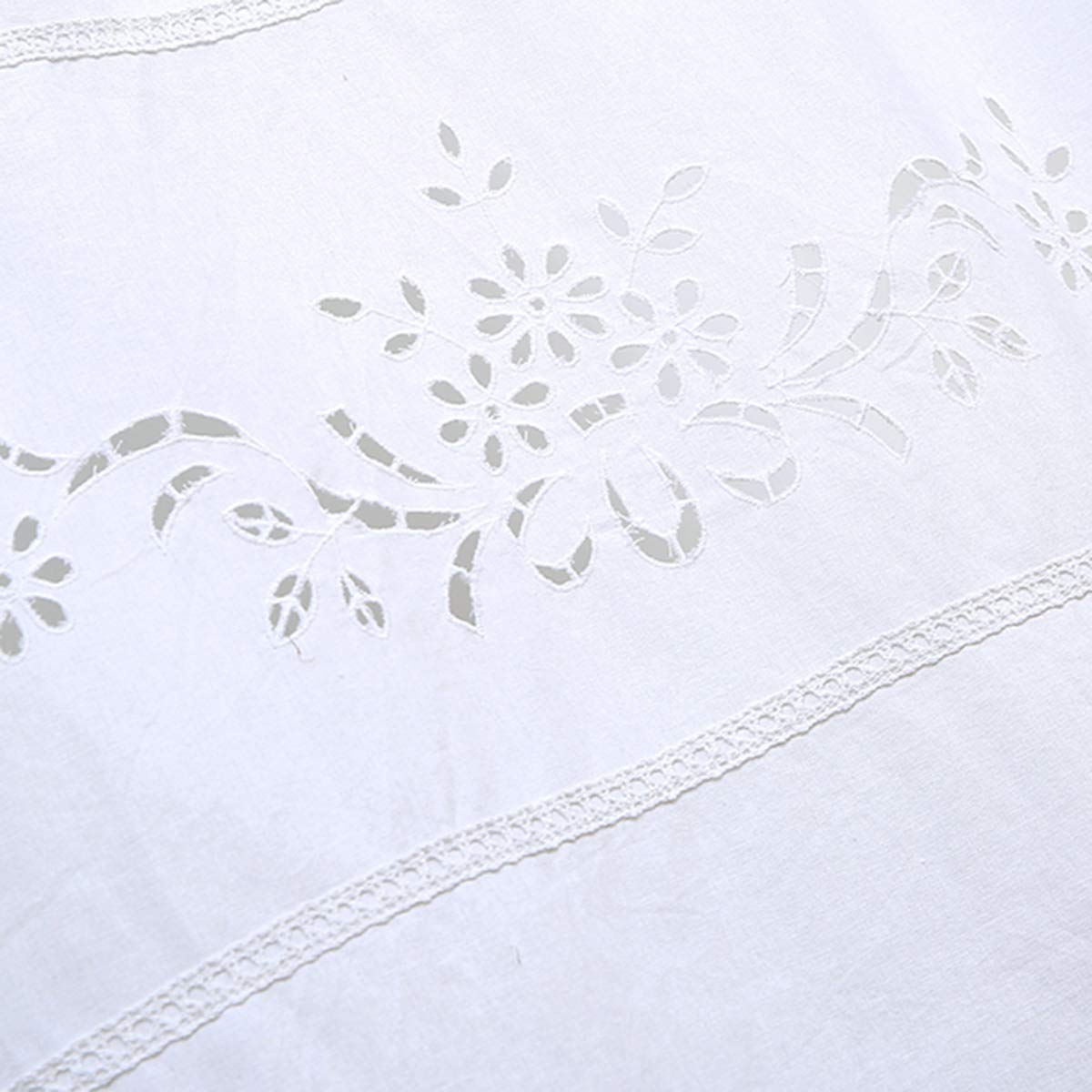 DOKOT Tenda da Cucina Ricamata in Cotone Bianco, da Caffè e Sala da Pranzo Con Bordo Nappato All'uncinetto (70x150cm Bianca 2 Pannelli)
