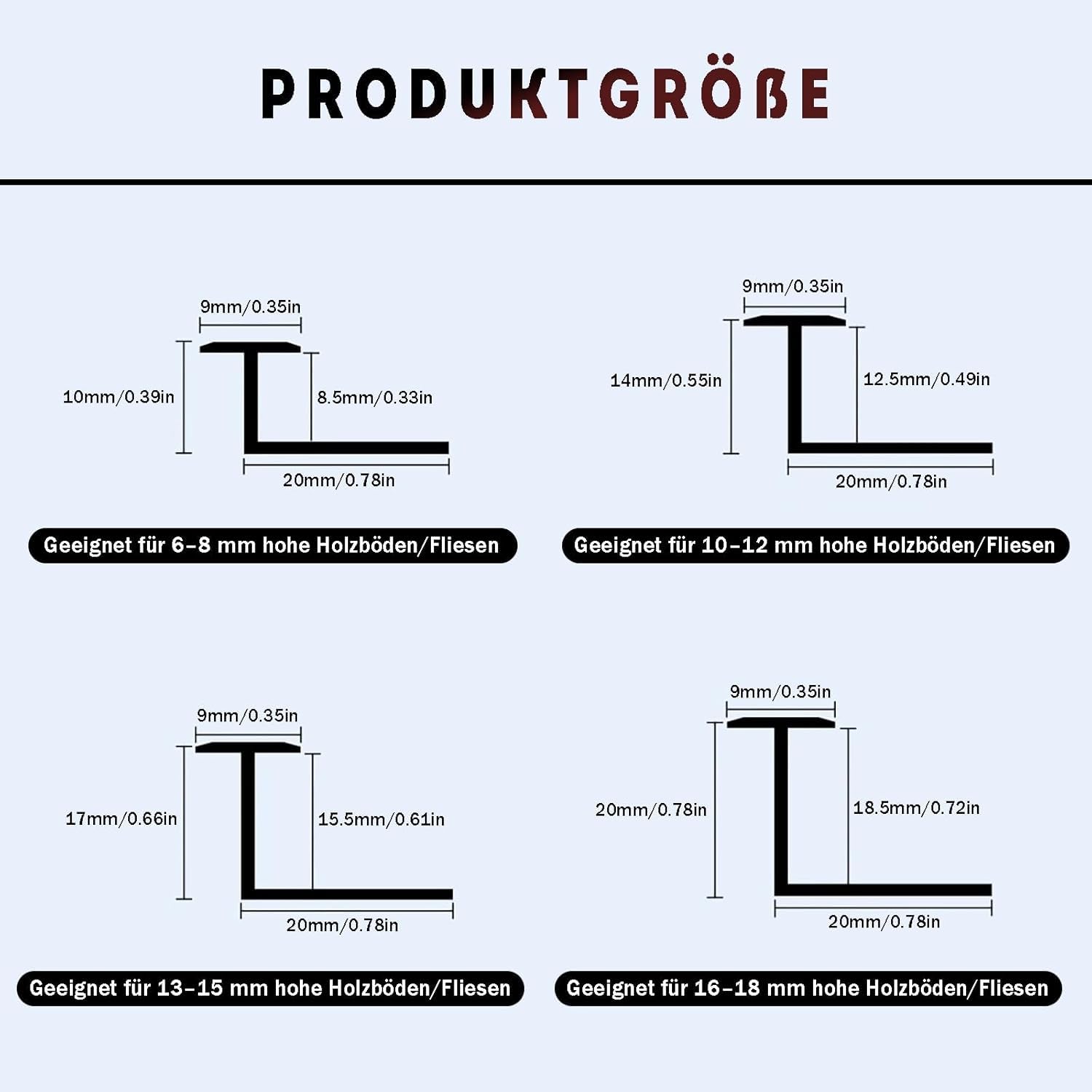 Perfil flexible para escalera, 135 cm, 2 piezas, borde de aluminio anodizado, ideal para suelos y bordes de escaleras