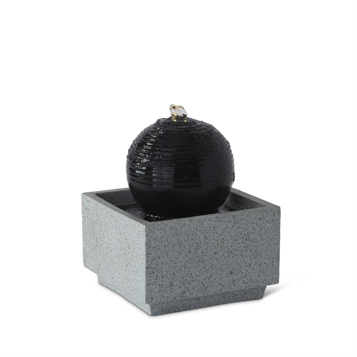 K&K Interiors Gray & Black Resin Lit Tabletop Fountain, 10.25-Inch